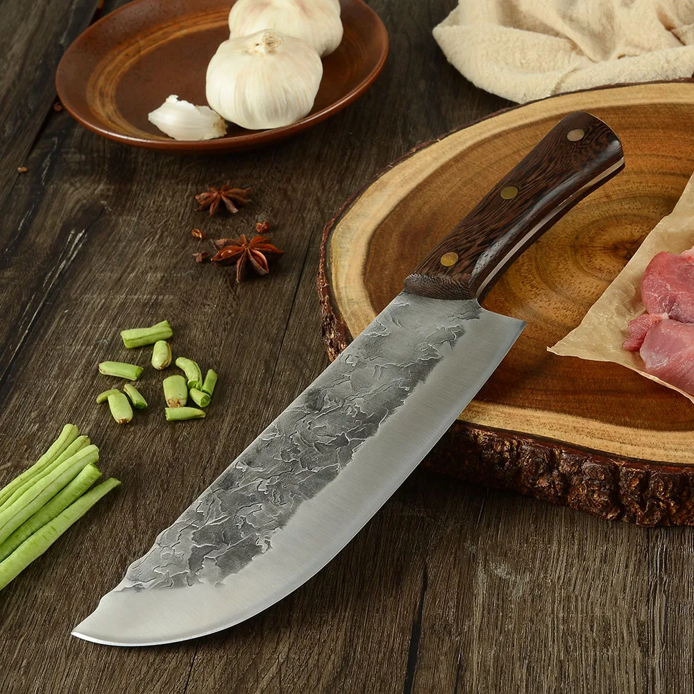 Кованые ножи для шеф повара кухонные японские из твердой древесины с полной