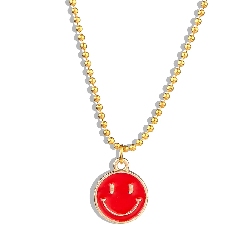 

CKysee one piece gold-plated pendant and necklace smiley face ladies necklace 1.5 mm wide and 45 cm long for DIY jewelry making
