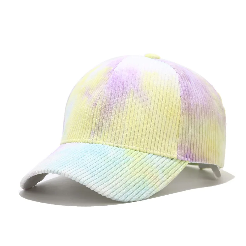 

2021 new gradient tie-dyed baseball cap corduroy street fashion visor retro cap trucker hat sombreros de sol