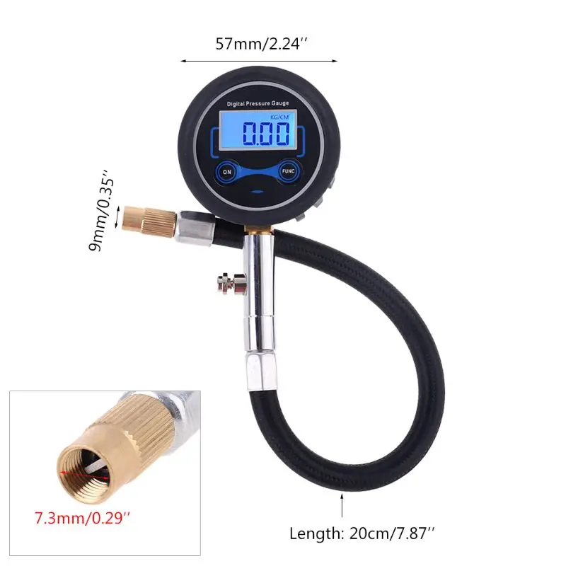 Цифровой манометр для шин 200 Psi с комплектом адаптеров автомобиля велосипеда