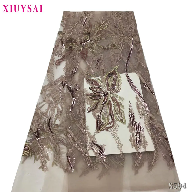 Нигерийская кружевная ткань 2020 Высокое качество Кружева блесток свадебное