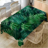 green leaves tablecloth tropical plants table cloth thicken washable linen home rectangular nordic leaf party dining table cover