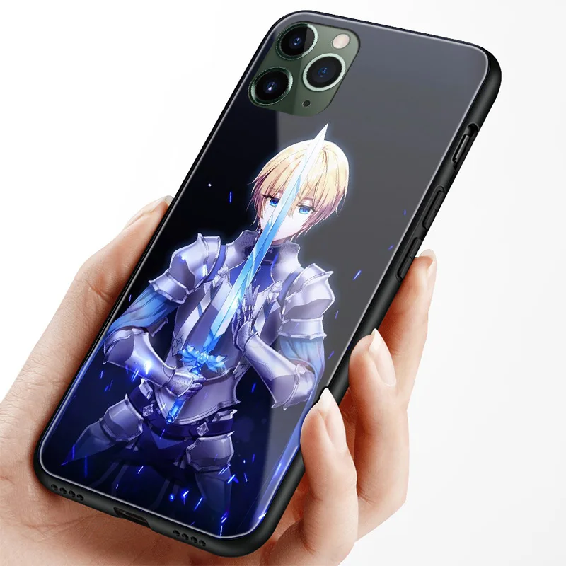 Eugeo Sword Art Online Мягкий силиконовый чехол из закаленного стекла для iPhone 6 6s 7 8 Plus X XR XS 11
