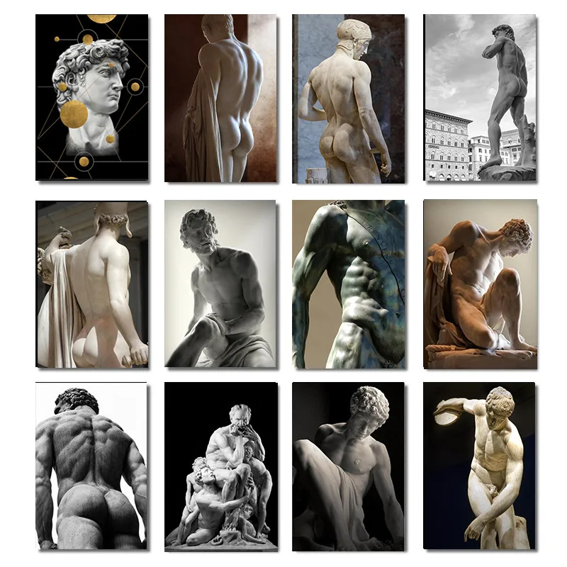 

Greek Statue Plaster Sculpture Artwork David Art Canvas Print Painting Figure Wall Picture Living Room Home Decoration Poster