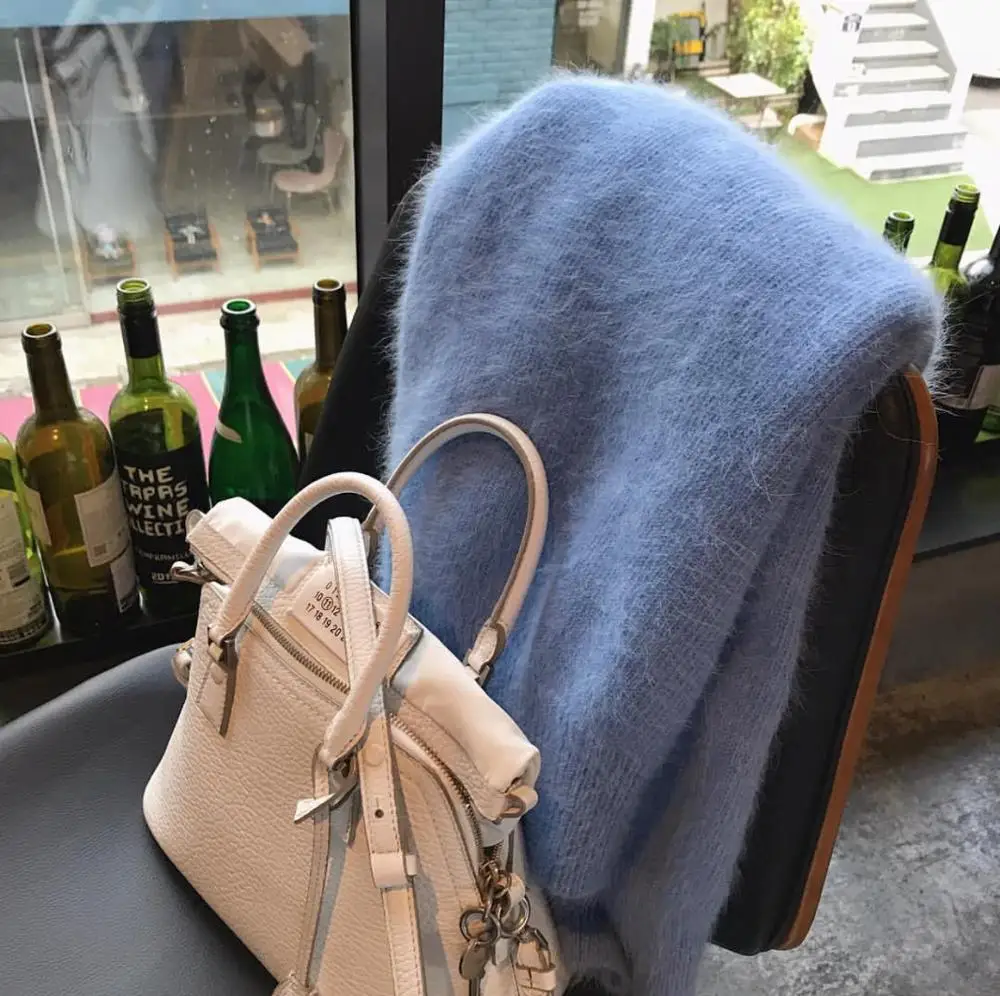 

New Warm Winter Candy Color Casual Mink Wool Sweater Long Sleeve Knitted Soft Jumpers