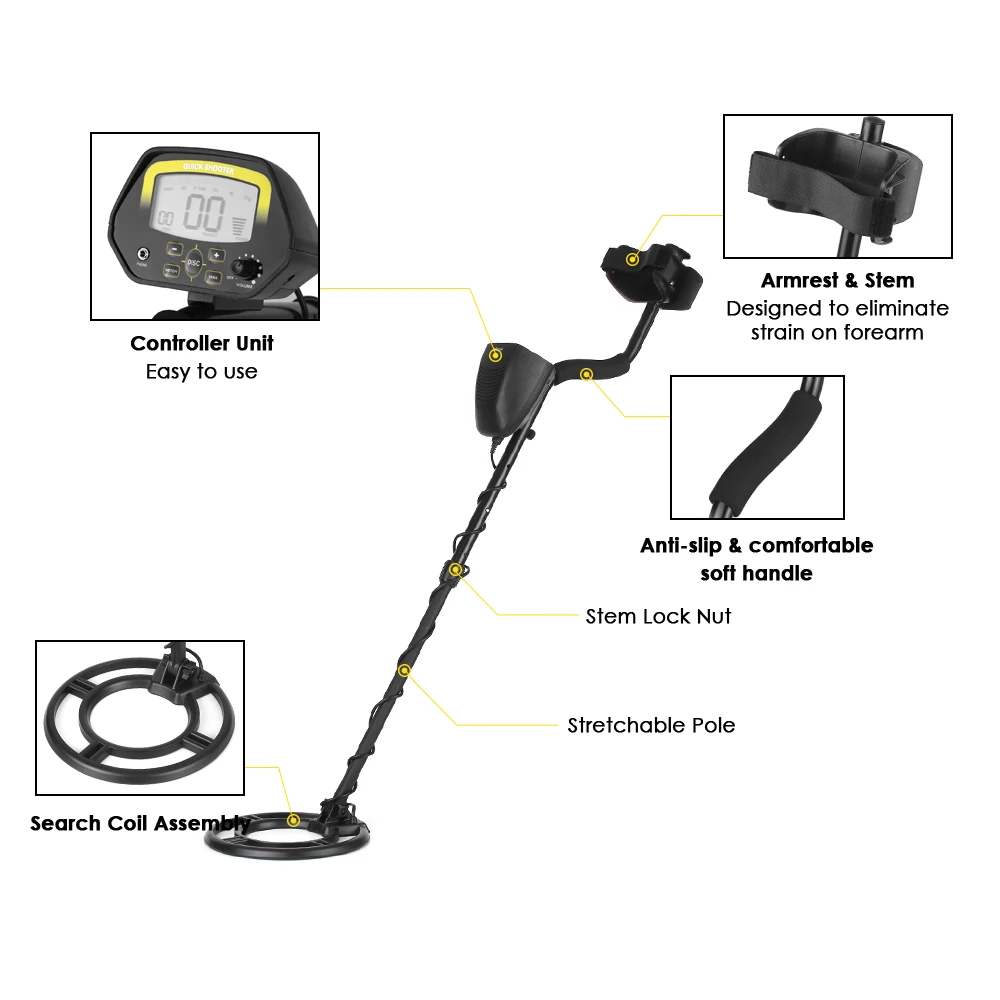 KKmoon MD3030 Professional Underground Metal Detector Underwater Gold Digger Treasure Hunter with Adjustable Search Coil | Инструменты
