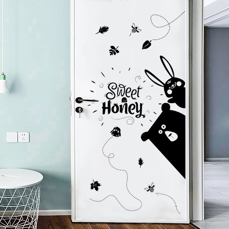 Скандинавском стиле Мультяшные животные черные настенные наклейки декоративные