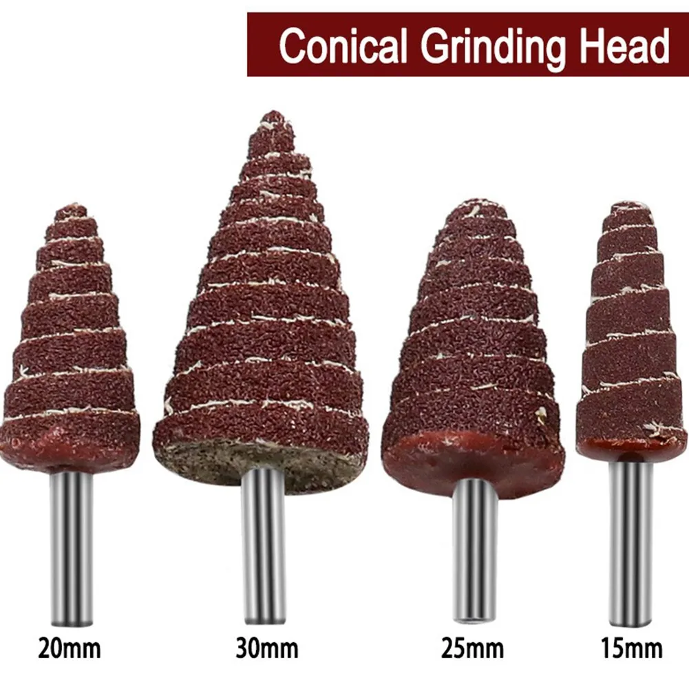 

4pcs 6MM Shank 80 Grit Tapered Cone Grinding Sanding Head Sandpaper Flap Wheels Mandrel For Rotary Mini Drill 15/20/25/30mm