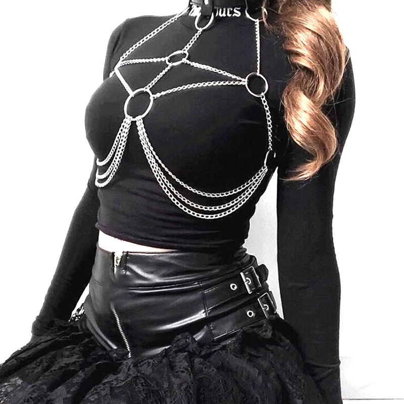 Sexy Body Chain Bra Goth Punk Rock Leather Belt Club Festival Fashion Jewelry Outifit Party Accessoriess | Украшения и аксессуары
