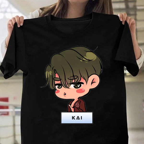 Хлопковая футболка топы футболки EXO KAI SEHUN Kpop Мужская Уличная в стиле хип хоп с