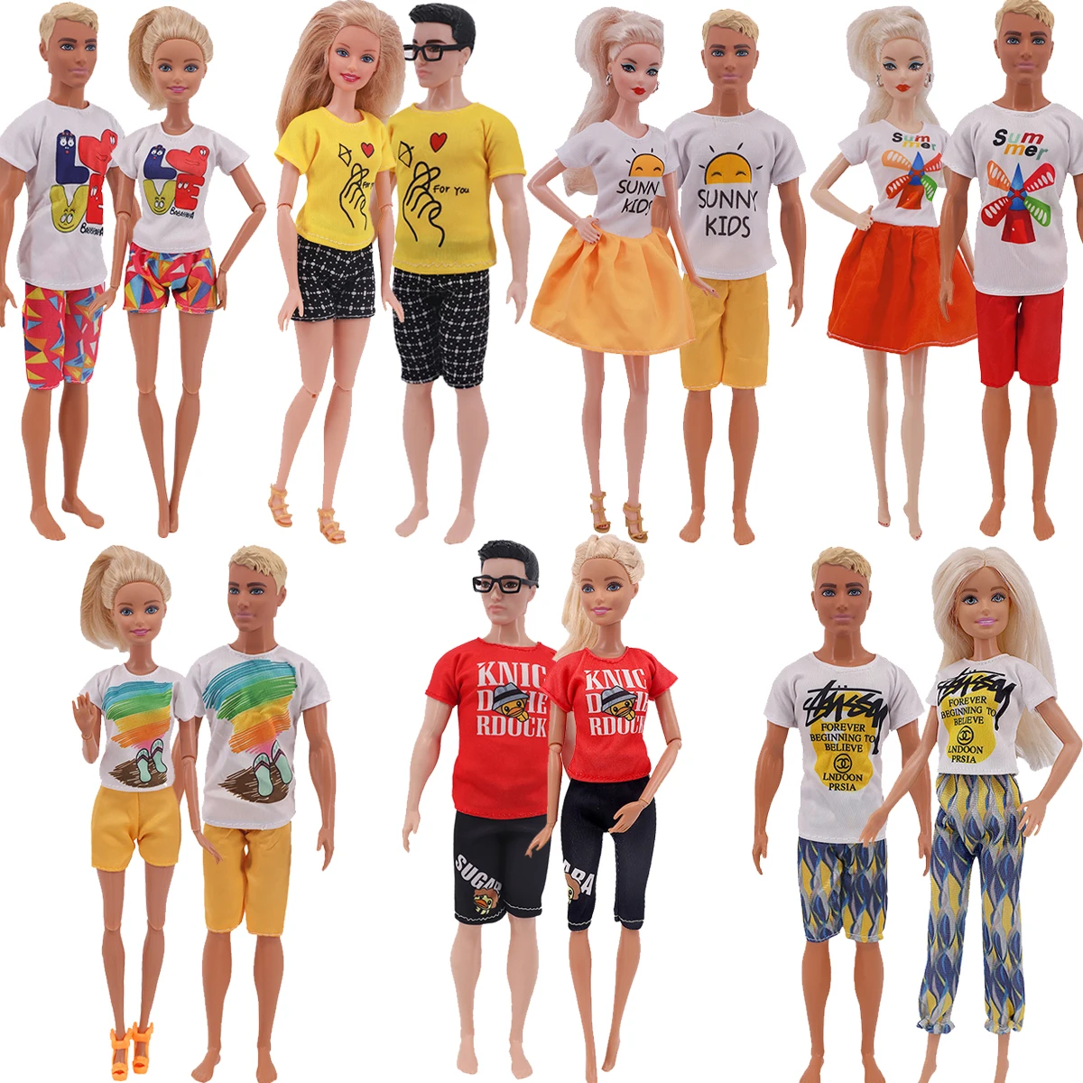 Одежда Barbies &amp Kens 2 шт. парная одежда точечное платье рубашка джинсовая юбка в