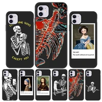 phone cases for iphone 13 pro case silicon funda iphone 11 12 pro max 7 8 plus xs max xr 6 6s 5 5s se 2020 skeleton black covers