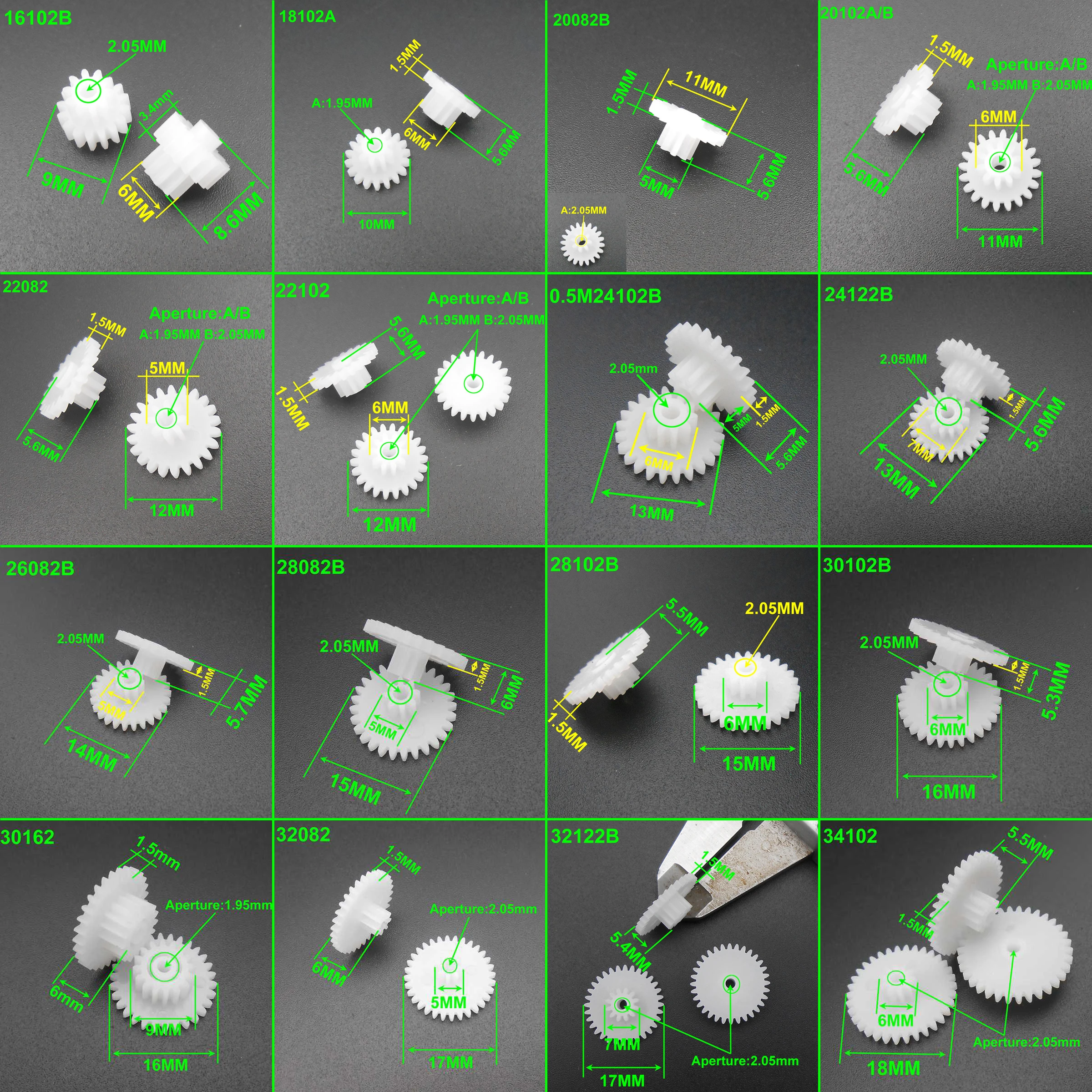 10 шт., Двухслойное зубчатое отверстие из пластика, 0,5 модуля, 0,5 м, 2,05 мм, 1,95 мм, 2 мм, 30T, 32T, 34T, 36T, 38T, 40T, 44T, 46T, 48T, 50T 10 шт., Двухслойное зубчатое отверстие из пластика, 0,5 модуля, 0,5 м, 2,05 мм, 1,95 мм, 2 мм, 30T, 32T, 34T, 36T, 38T, 40T, 44T, 46T, 48T, 50T