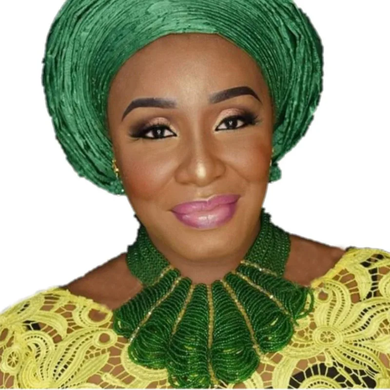 

Dudo Store Nigerian Women Necklace Set Green and Yellow Bridal Jewellery Set 100% Handmade African Beads Party Gift Set 2019 New