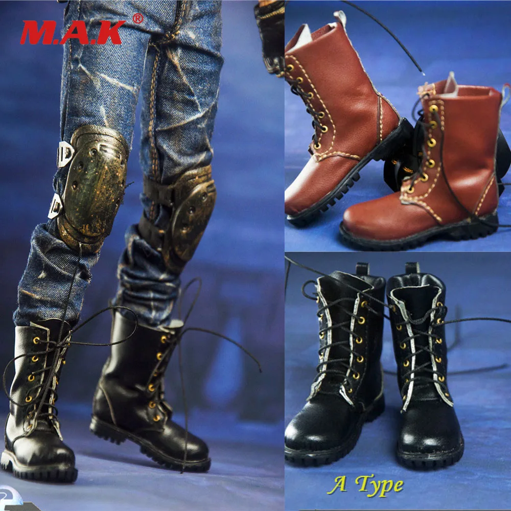 

1/6 весы фигурку кожаная мужская обувь на плоской подошве; Обувь в стиле милитари; Ботинки «Мартенс» сапоги в стиле «милитари» модель для дет...