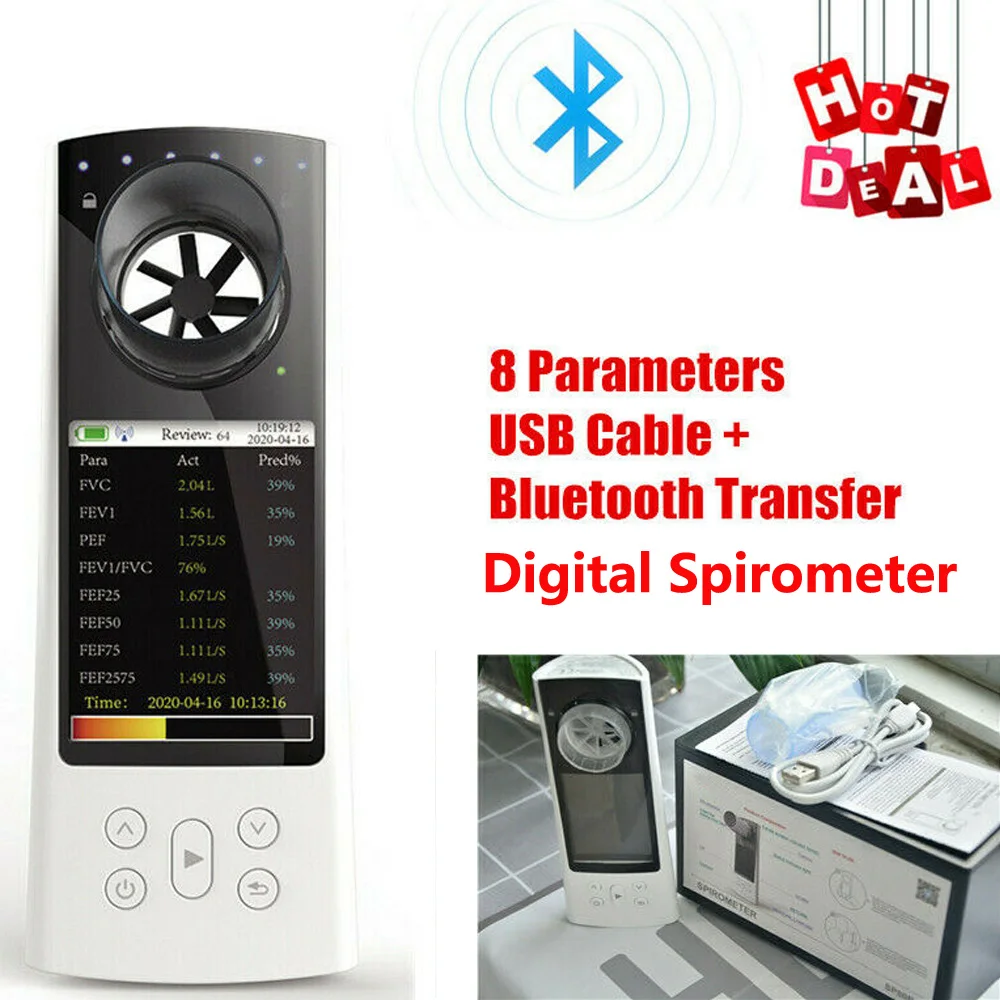 SP80B Bluetooth Digital Spirometer Color Display Lung Function Breathing Pulmonary Diagnost USB Portable Medical Device Software | Красота и