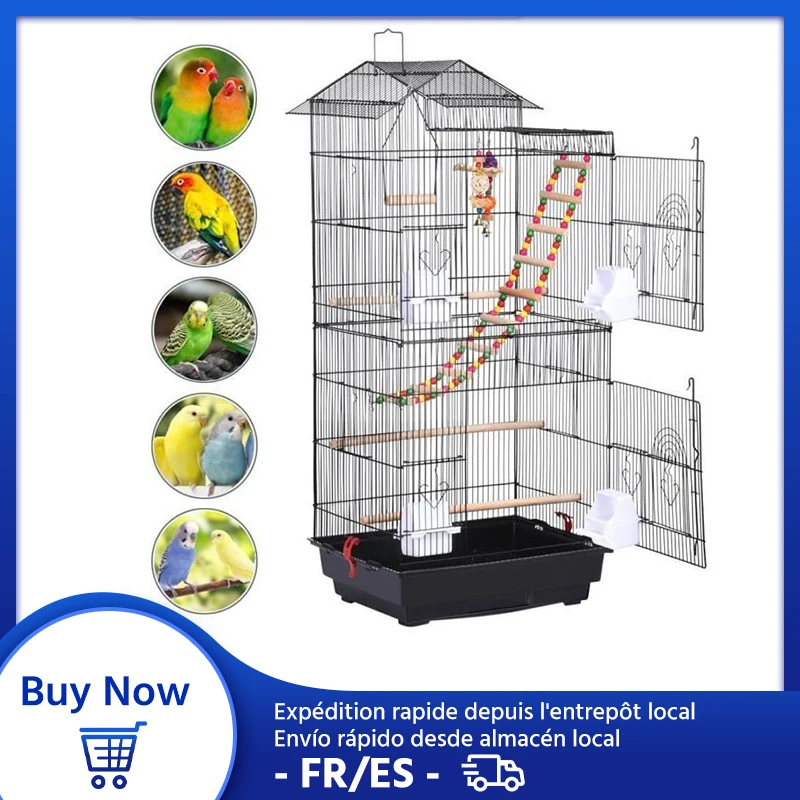 

Pet Bird Cage Metal Wide Tall Large luxury Bird Cage Feeding Rest Fun Easy Cleaning Parrots Macaw Cockatiel Nest Supplies