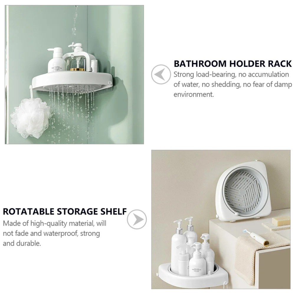 

1pc Wall-mounted Storage Rack Rotatable Storage Stand Bathroom Storage Rack