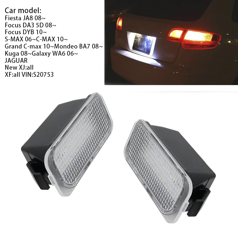 2 шт. Белая светодиодная лампа для номерного знака Canbus Ford Fiesta JA8 Focus S MAX C Mondeo Kuga Galaxy