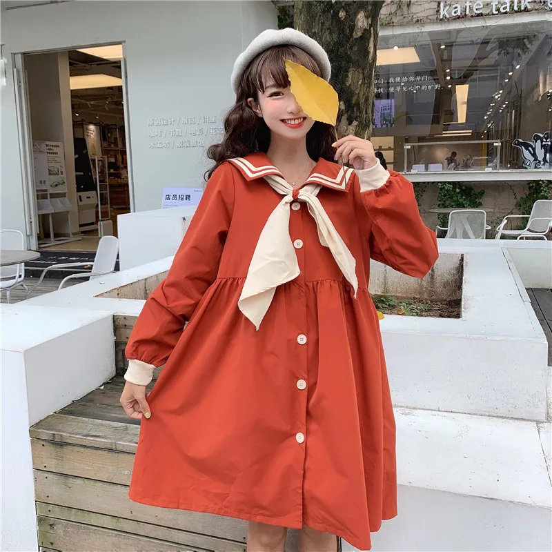 Платье в японском стиле девушки-Мори милое матросское платье Харадзюку с длинным