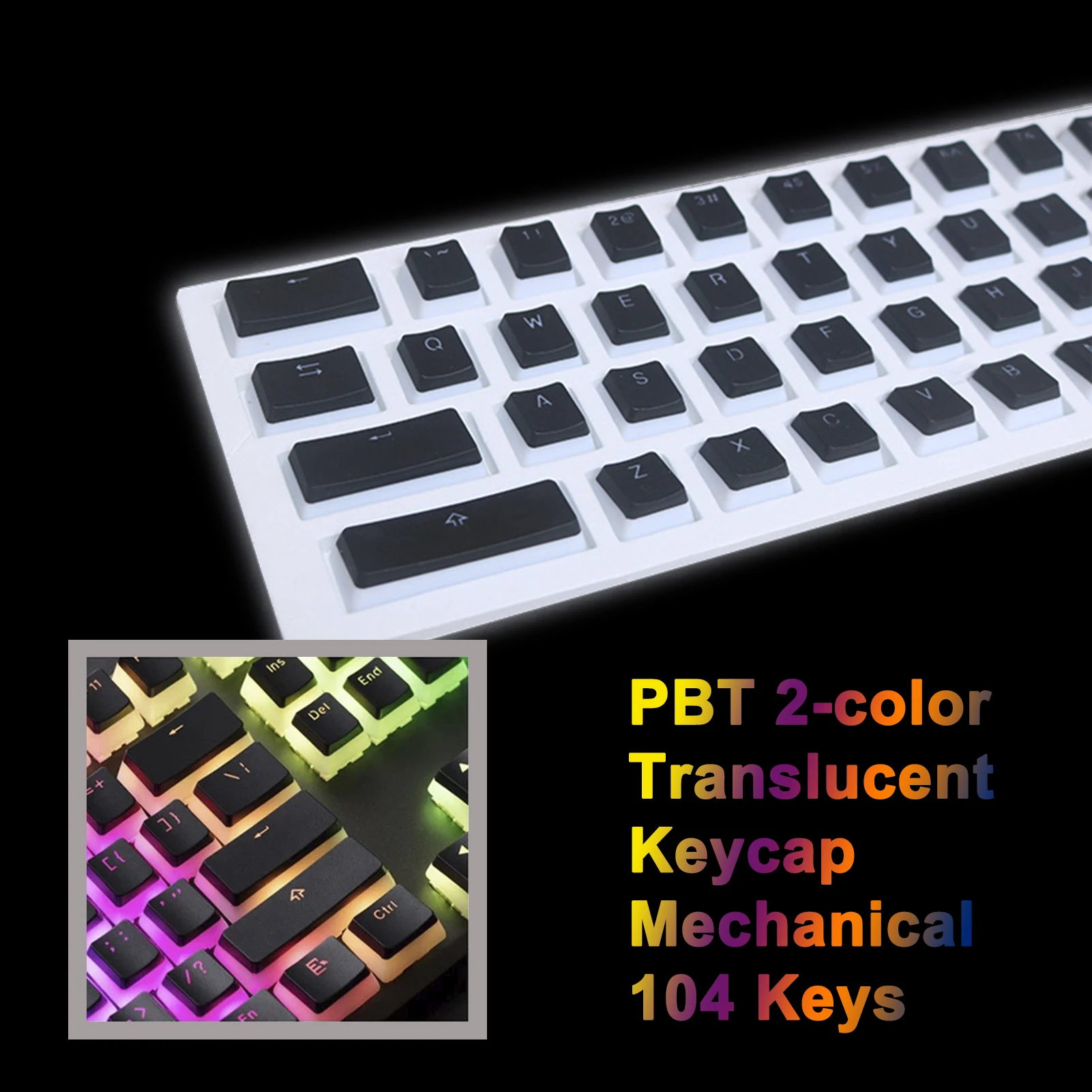 

PBT 104 keycaps for Cherry MX keyboard switches Russian translucent backlit keycaps Double-layer light-transmitting keycaps