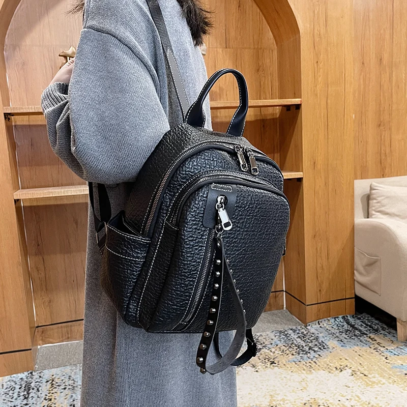 

Винтажный женский рюкзак из искусственной кожи, высокие женские модные дорожные рюкзаки, женские сумки с двумя ремешками на плечо, рюкзаки, ...