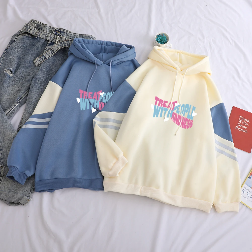 

TPWK Treat People with Kindness Patchwork Hoodies Women Hip Hop Sweatshirts Harajuku Thick Oversized Warm Fleece Hoodies