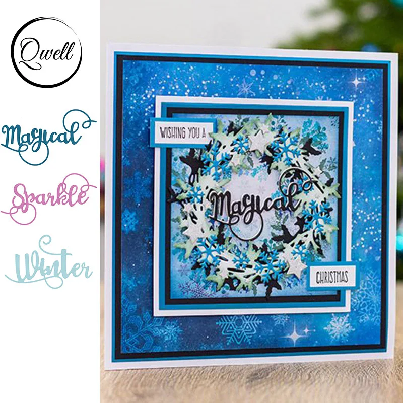 QWELL слово волшебный Spaikle зимние металлические Вырубные штампы для скрапбукинга и