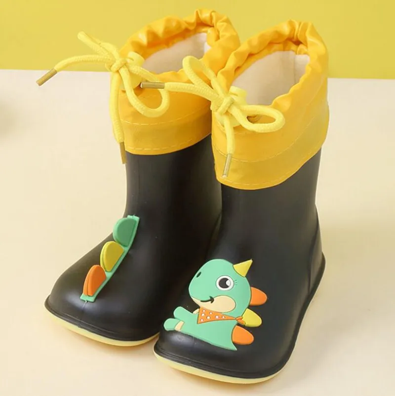 

New Rain Boots Kids For Boy Girls Rain Boots PVC Water Shoes Children Cartoon Shoes Waterproof Rainboots Four Seasons Removable