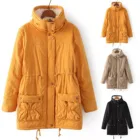 Парка женская зимняя флисовая средней длины, утепленная теплая туника с завязкой на талии, хлопковое пальто с подкладкой, верхняя одежда больших размеров T6