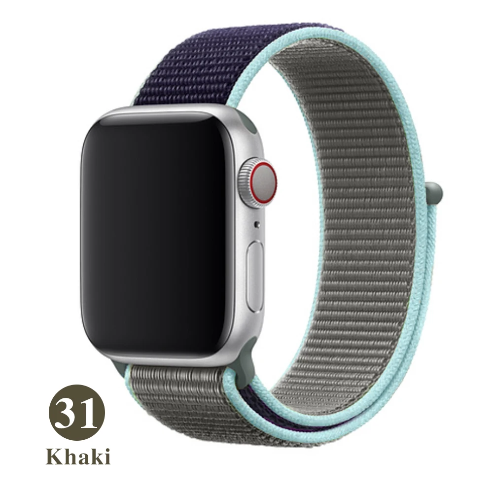 Спортивный ремешок для apple Watch 42 мм с iwatch 38 мм 44 мм 40 мм correas apple Watch 5 4 3 браслет нейлон 2/1 - Цвет ремешка: Khaki