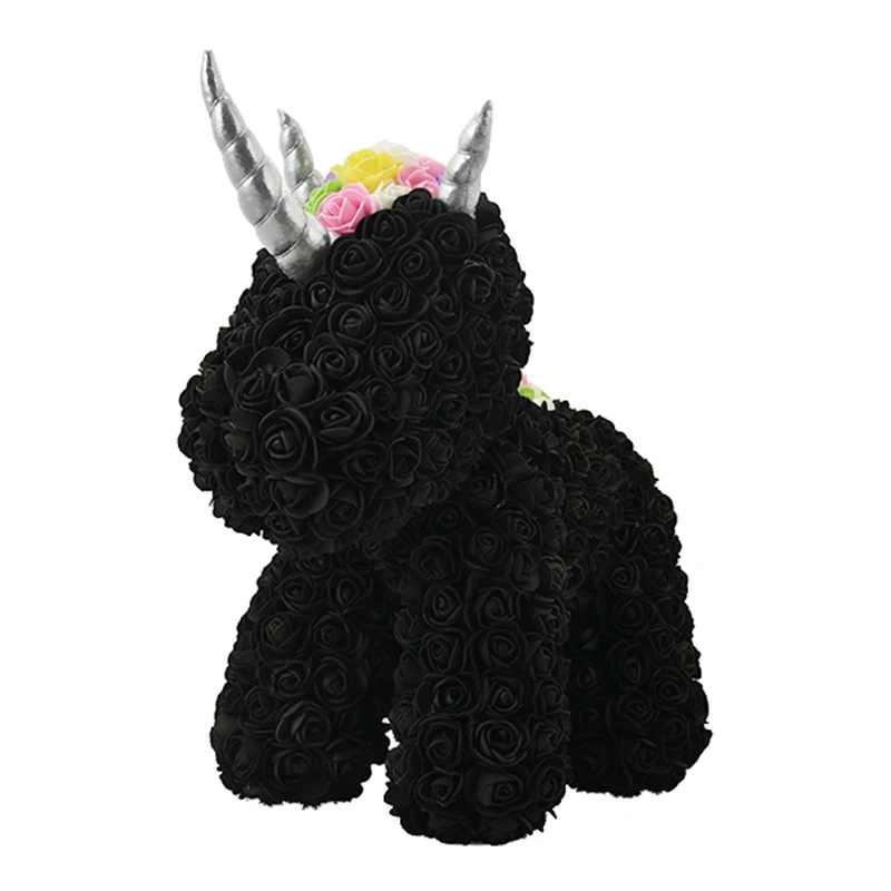 black unicorn Дешево 40 см красный медведь Роза плюшевый медведь Роза цветок искусственные украшения Рождественские подарки для женщин подарок на день Святого Валентина - Цвет: black unicorn