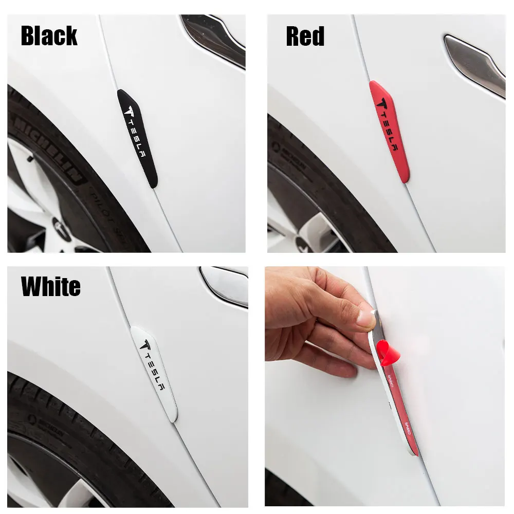 

Car Side Door Edge Protection Guards Trim Stickers For Tesla Model 3 Y X S 4pcs