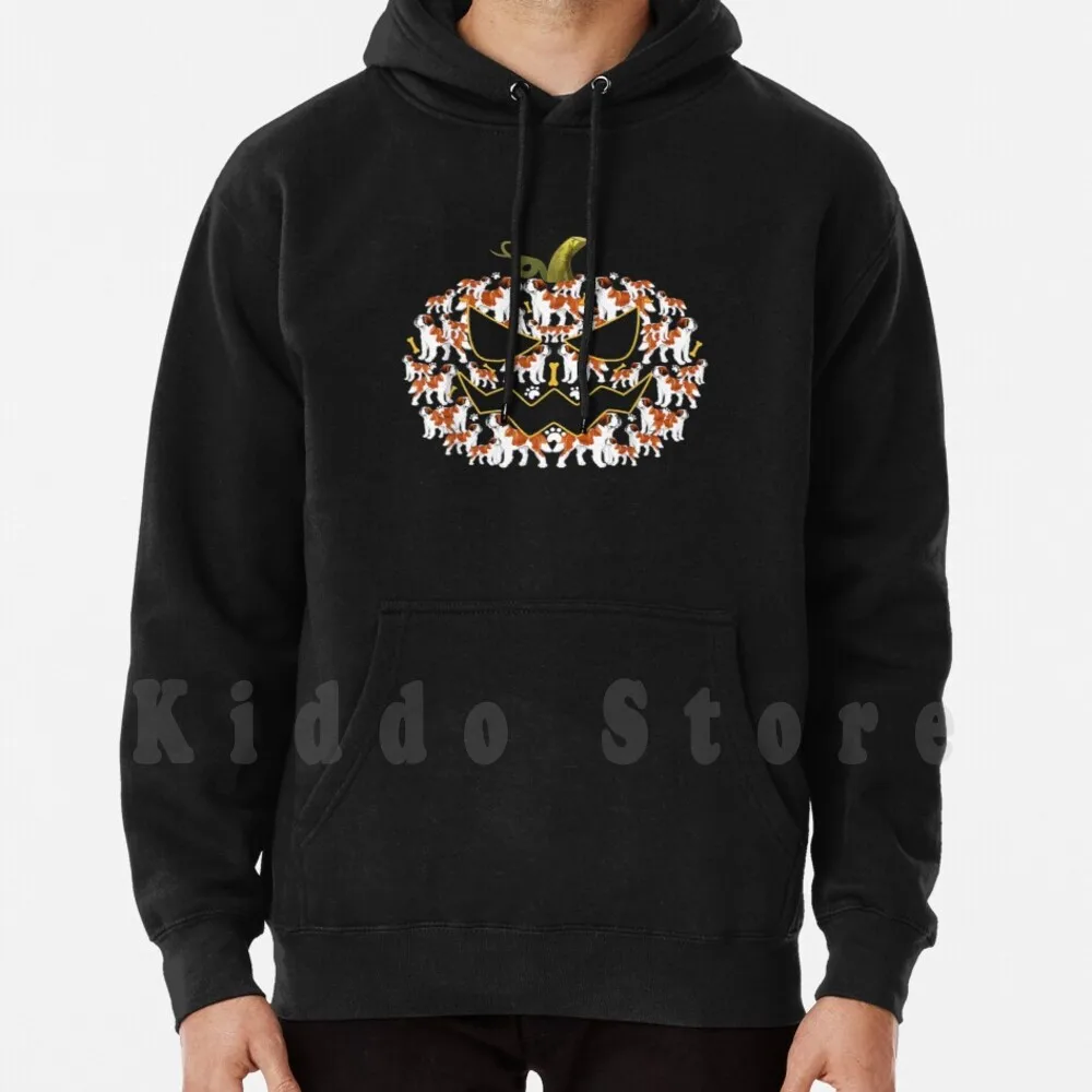 

Halloween Costume Saint Bernard Dog Lover Dog Paws Pumpkin Hoodie Long Sleeve Will Happy Celebration If