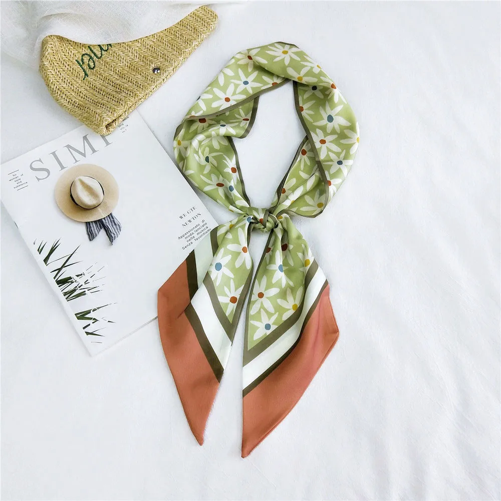 

luxury silk scarf women designer Houndstooth hit scarves female tied bag handle ribbon bandage shawl skinny scarves