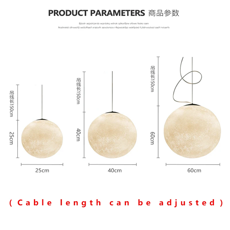 

Nordic Modern Reduce Pendant Light Originality Single head Round ball Moon hanging lights Restaurant Study bedroom lamp fixtures