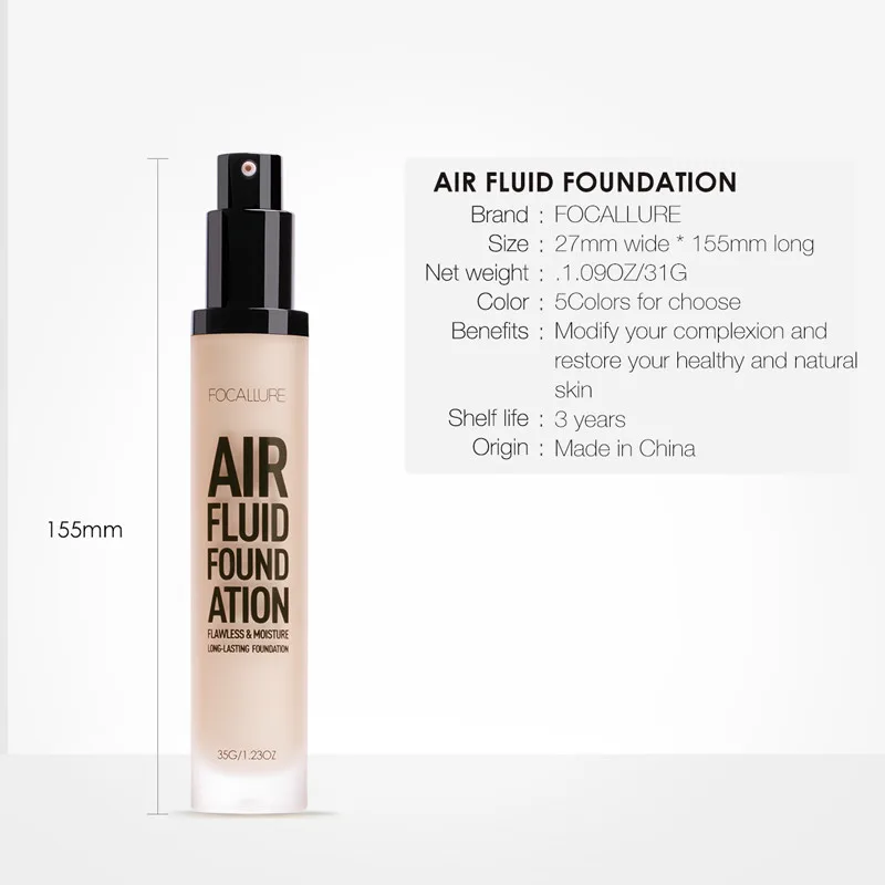 

New AIR FLUID FOUNDATION Moisturizing Natural Foundation Base Long Lasting Waterproof Women Makeup