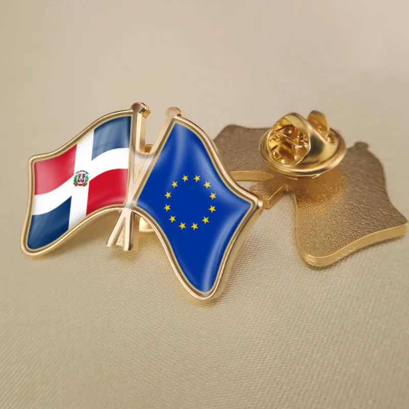 Европейский союз и Доминикана скрещенный двойной флаг дружбы отворот