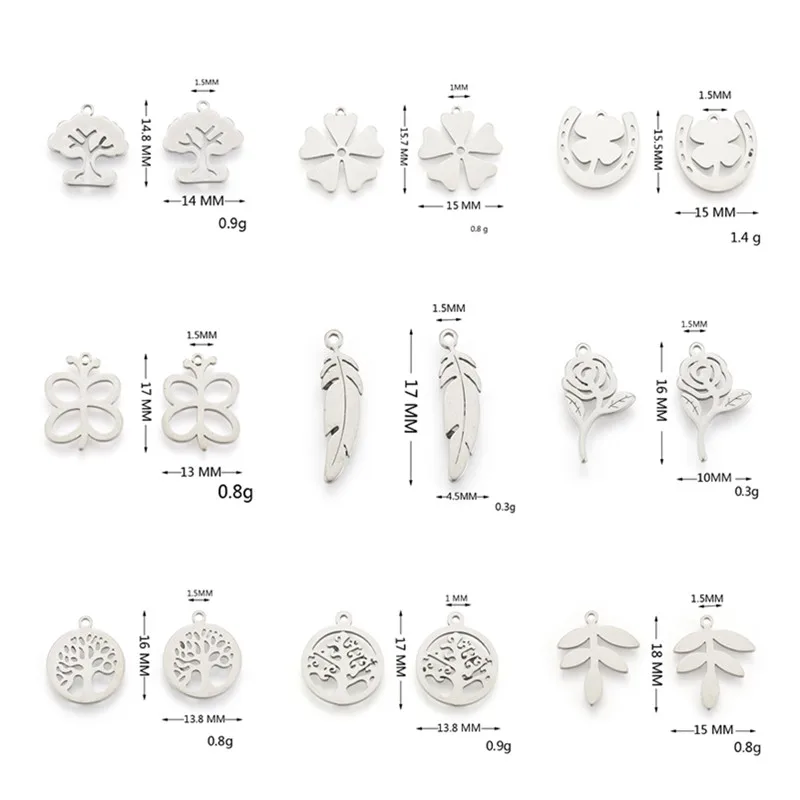 

20pcs/lot New No Fade Charms 316 Stainless Steel Plant Series Charms Handmade Craft Pendant Jewelry Making DIY For Necklace