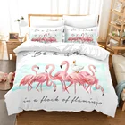 Комплект постельного белья с розовым фламинго, Комплект постельного белья для односпальной и двухспальной кровати, с 3D принтом, 015