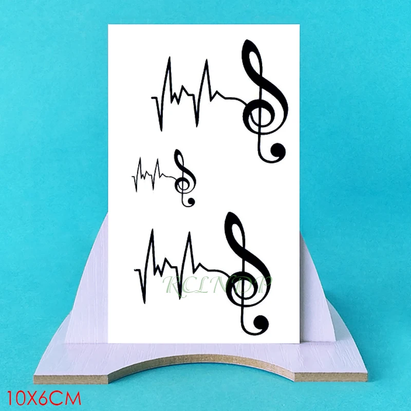 Водостойкая Временная наклейка для татуировок с музыкальными нотами