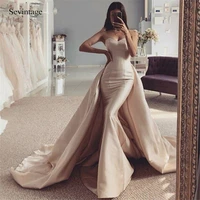 sevintage cheap mermaid evening dresses with detachable train sweetheart satin formal prom party gowns wear vestidos de novia