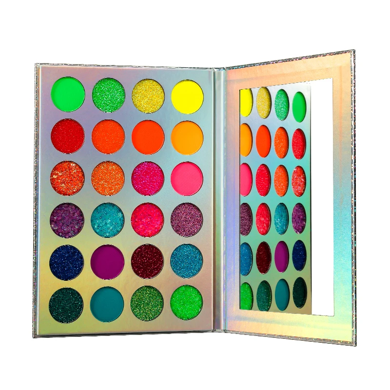 

no brand 24 color luminous eyeshadow palette fluorescent powder party trend mirror eyeshadow powder private label eyeshadow