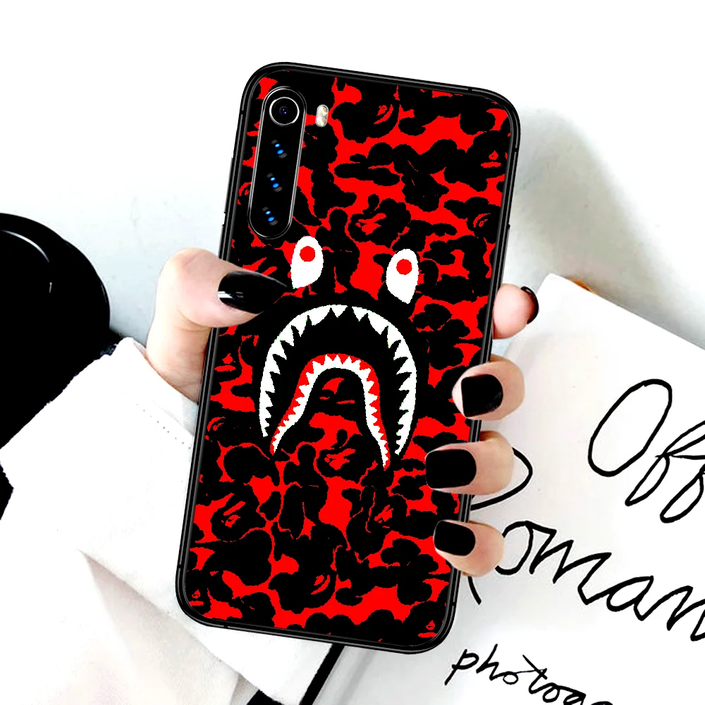 

Fashion Brand BAPEs Phone Case For Xiaomi Redmi Note 7 8 8T 9 9S 4X 7 7A 9A K30 Pro Ultra black Etui Pretty Prime Trend Coque 3D
