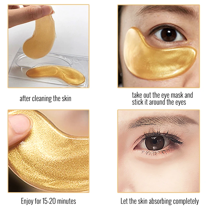 Золотая маска для глаз с гиалуроновой кислотой OMY LADY кристальная коллагеновая