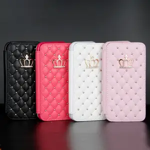 flip crown glitter phone case for samsung galaxy s20 s21 ultra s10 s8 s9 plus a12 a32 a52 a72 leather wallet queen mobile cover free global shipping