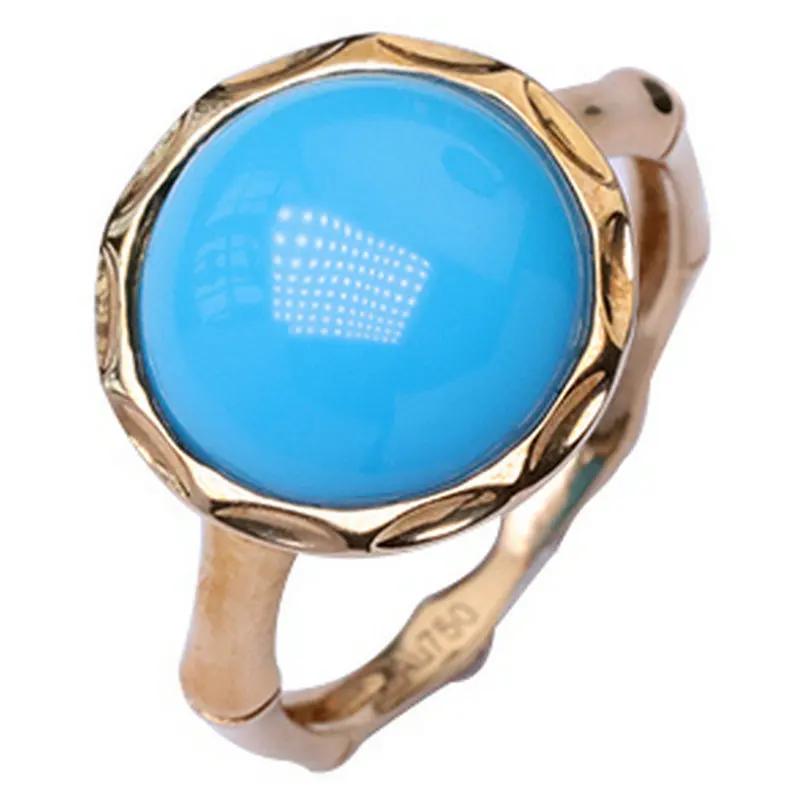 Ювелирное кольцо с натуральными драгоценными камнями, 18K золото, натуральный зеленый бирюзовый кольцо, Элегантные благородные кольца для женщин, модный тренд, Свадебная вечеринка