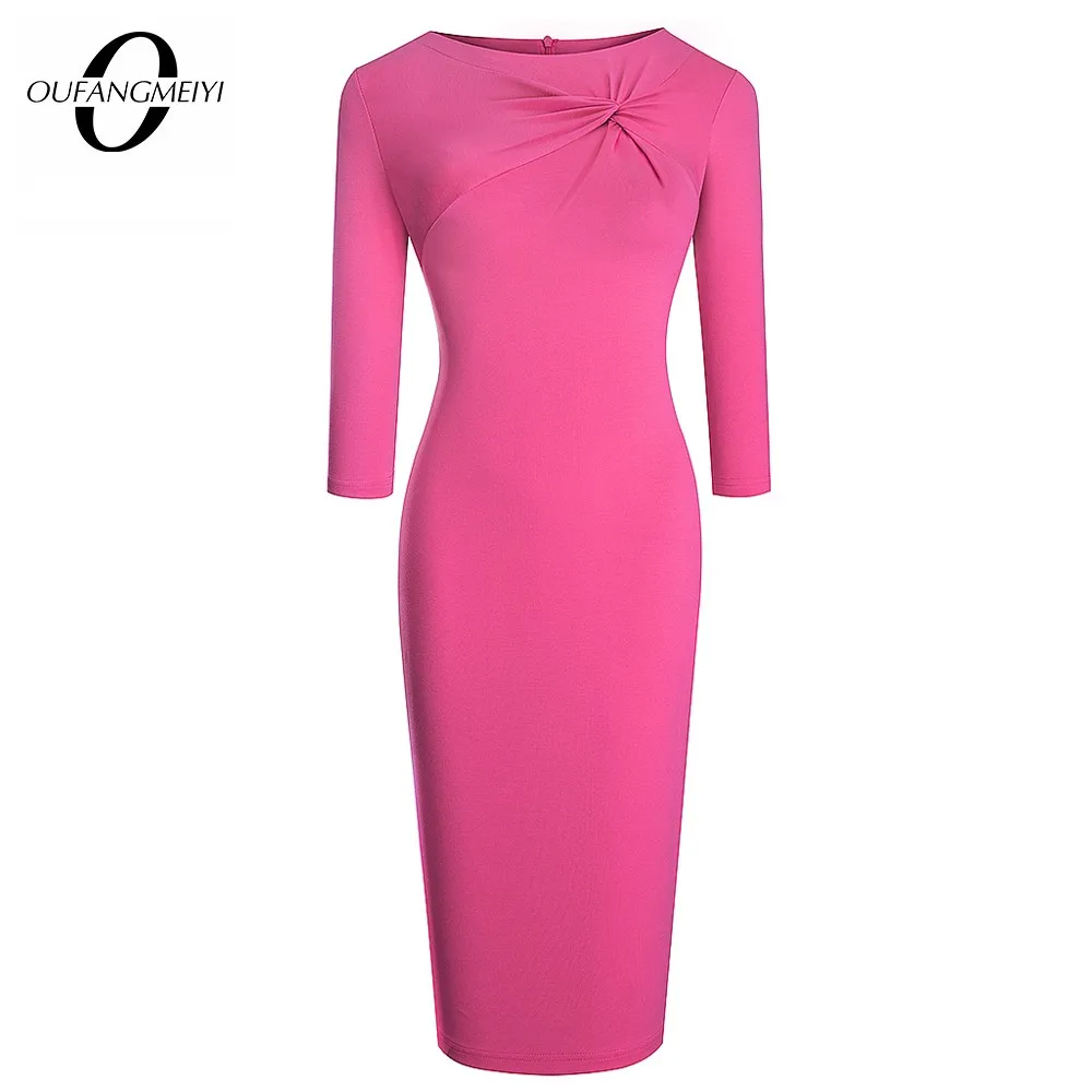 

Autumn Women Chic Solid Color Elegant Office Formal Business Bodycon Slim Dress EB608