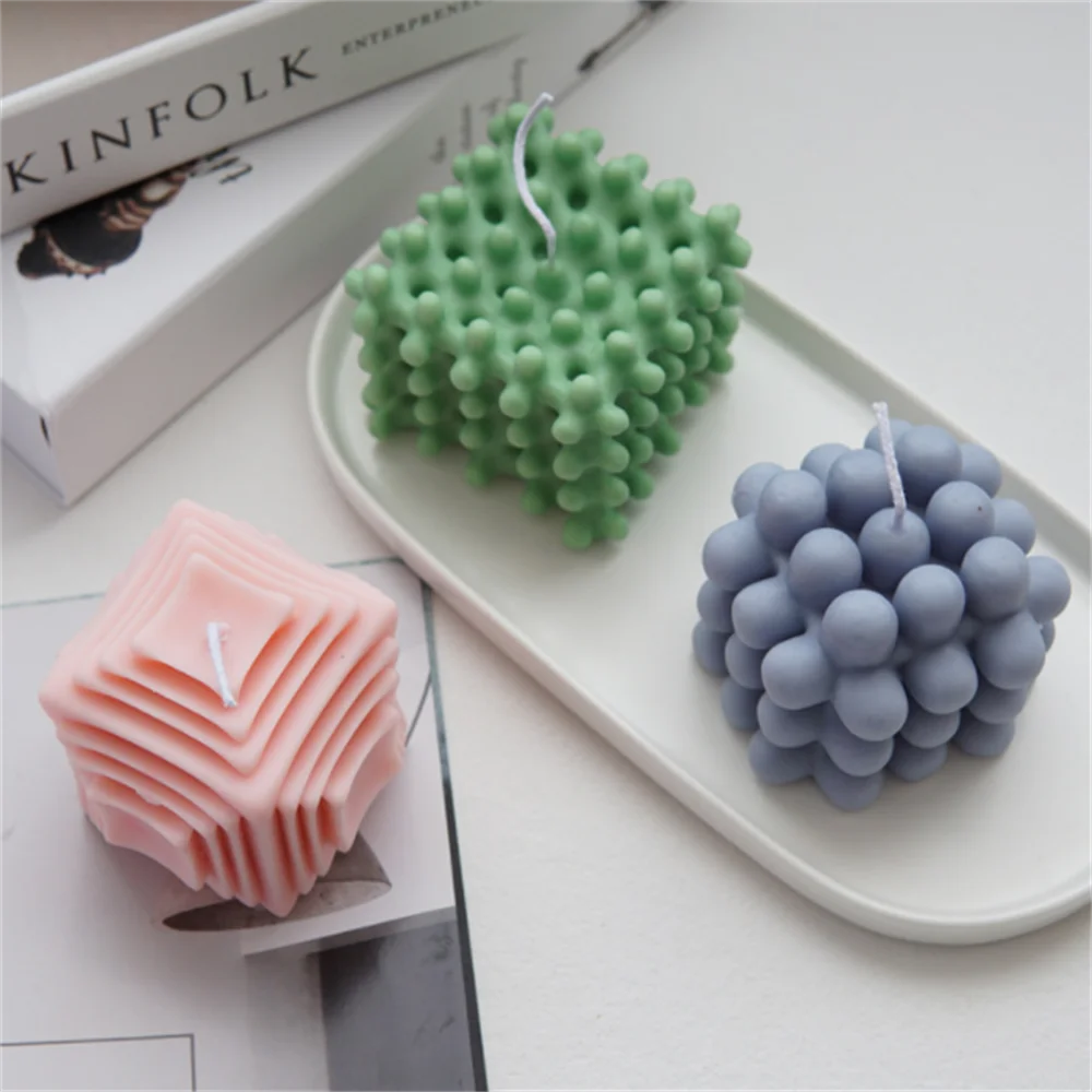 

3D Geometric Magic Ball Round Square Cube Silicone Mold Ins Wind Aromatherapy Candle Plaster Handmade Soap Mould Moule Bougie