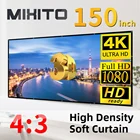Портативный складной экран для проектора MIXITO, экран высокой плотности 4:3, 150 дюймов, 1080P 3D